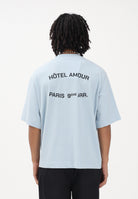 SELECTED HOMME T-shirt a manica corta celeste da uomo in collab. con l'iconico Hôtel Amour di Parigi 16100453 SK SELECTED HOMME 