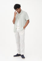 SELECTED HOMME Camicia a manica corta bianca e verde acqua da uomo con motivo a righe 16100463 AQGR SELECTED HOMME 