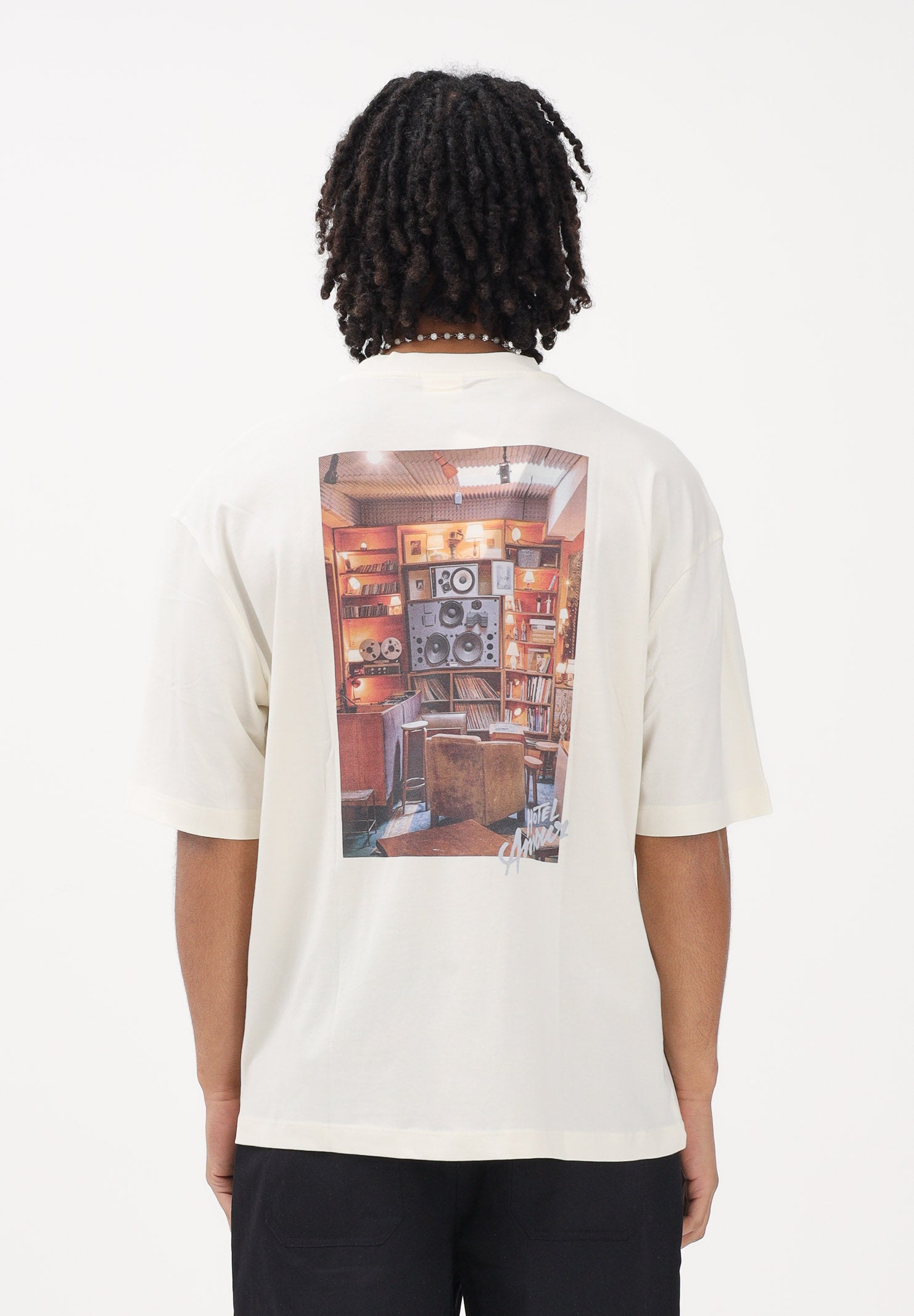 SELECTED HOMME T-shirt a manica corta panna da uomo con stampa sul retro 16101297 EG SELECTED HOMME 