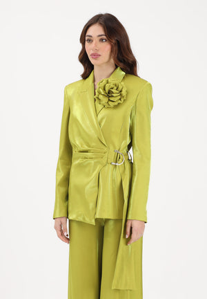 SHIT Giacca verde da donna con spilla fiore SH26007 AV SHIT 