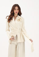 SHIT Giacca crema da donna con spilla fiore SH26007 CR SHIT 