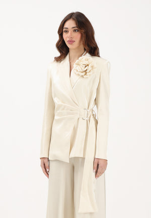 SHIT Giacca crema da donna con spilla fiore SH26007 CR SHIT 