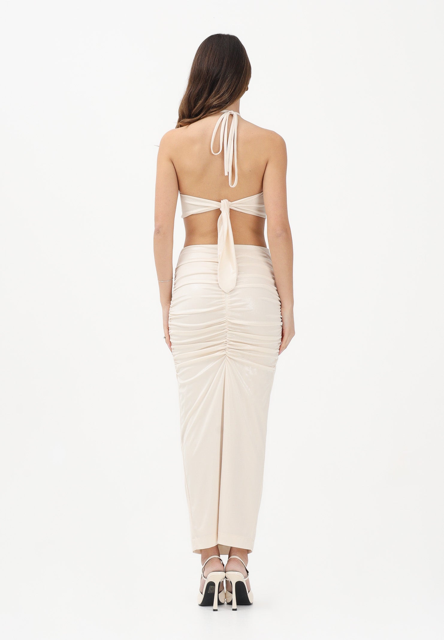 SHIT Abito midi crema da donna con spilla fiore SH26034 CR SHIT 