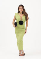 SHIT Abito midi verde da donna con spilla fiore SH26041 AV SHIT 