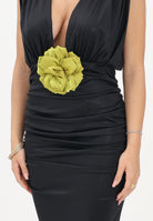 SHIT Abito midi nero da donna con spilla fiore SH26041 NE SHIT 
