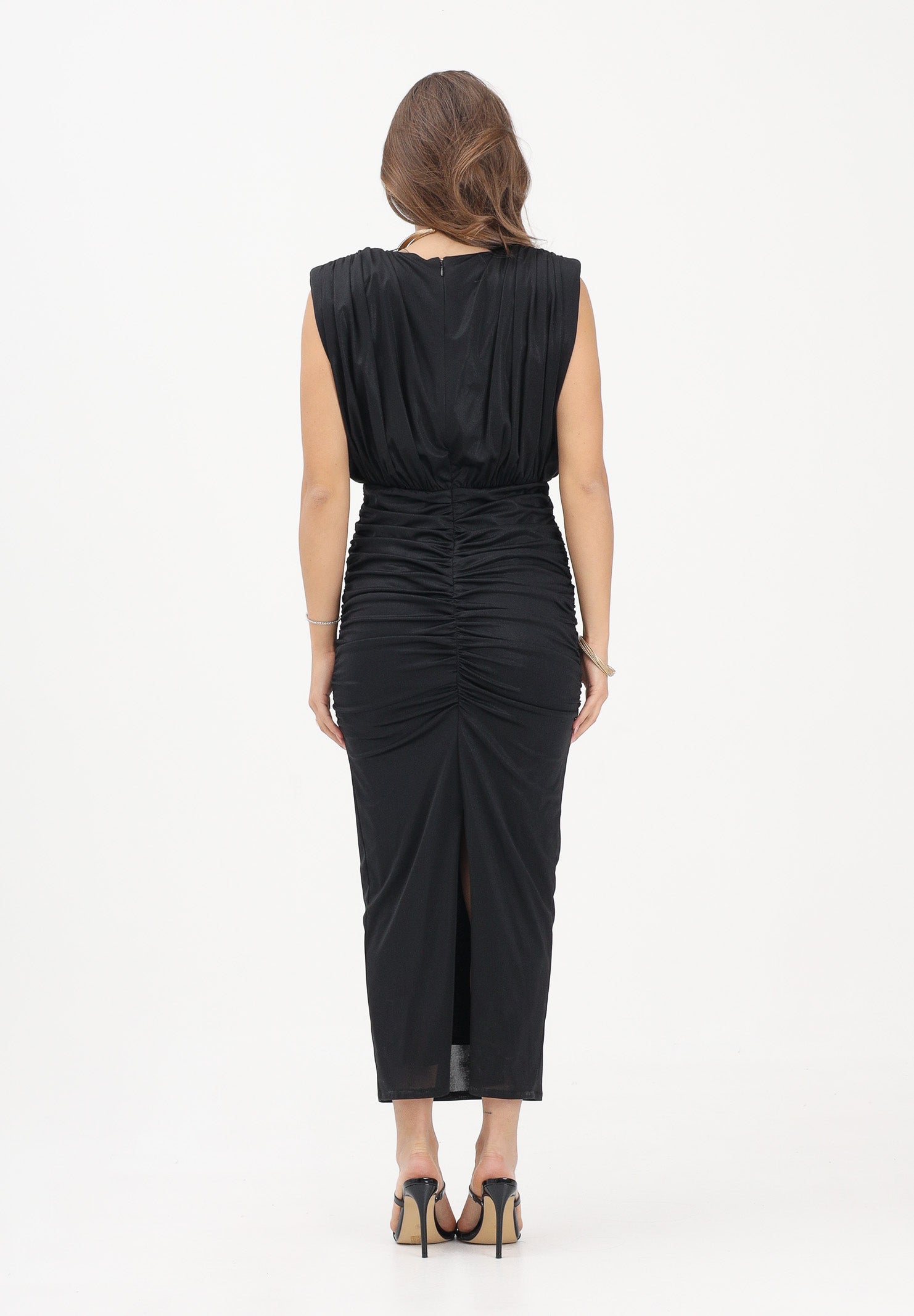 SHIT Abito midi nero da donna con spilla fiore SH26041 NE SHIT 