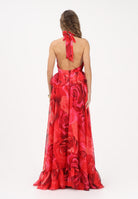 SHIT Abito lungo rosso da donna con stampa all-over di maxi rose SH26054 RERO SHIT 