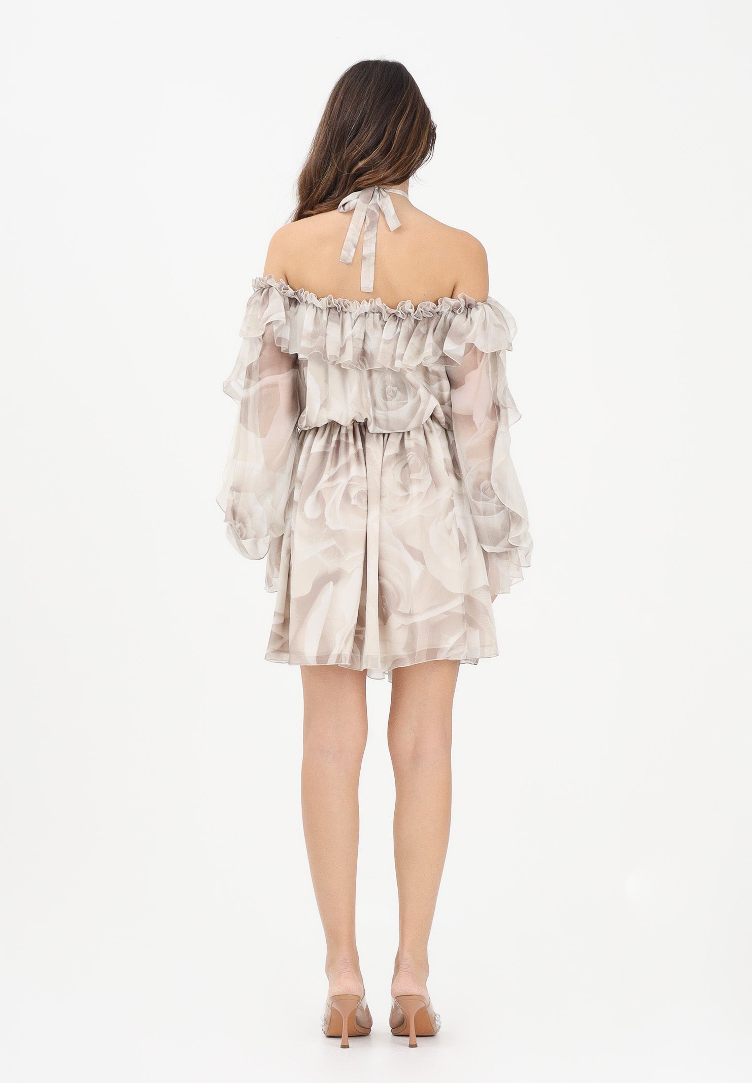 SHIT Abito corto beige da donna con delicata fantasia floreale SH26057 NURO SHIT 