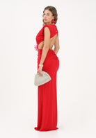 SHIT Abito lungo rosso da donna con cut-out e fiore removibile SSH26026U RE SHIT 