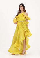SIMONA CORSELLINI Abito lungo avocado da donna in chiffon leggero P26CEAB10901 V0780 SIMONA CORSELLINI 