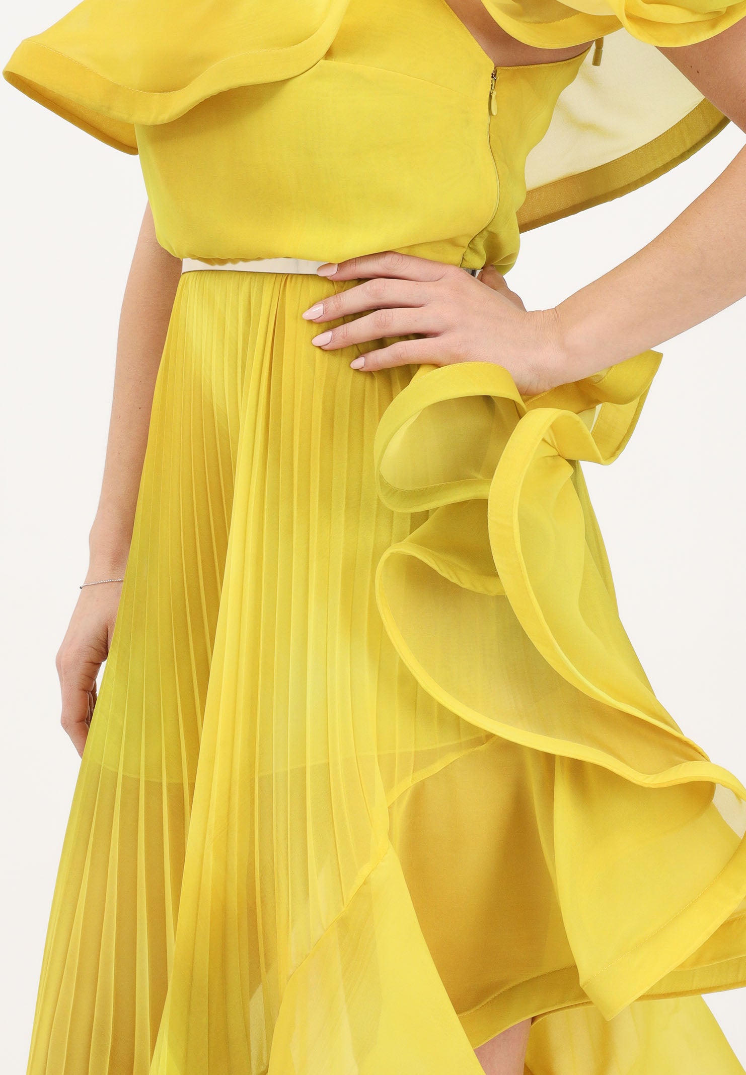 SIMONA CORSELLINI Abito lungo avocado da donna in chiffon leggero P26CEAB10901 V0780 SIMONA CORSELLINI 