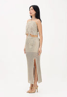 SIMONA CORSELLINI Abito midi oro da donna in maglia crochet lavorata P26CEABO5301 V0118 SIMONA CORSELLINI 