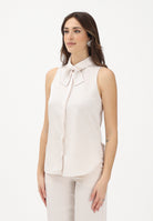 SIMONA CORSELLINI Camicia smanicata avorio da donna con papillon in strass P26CECA10101 V0359 SIMONA CORSELLINI 