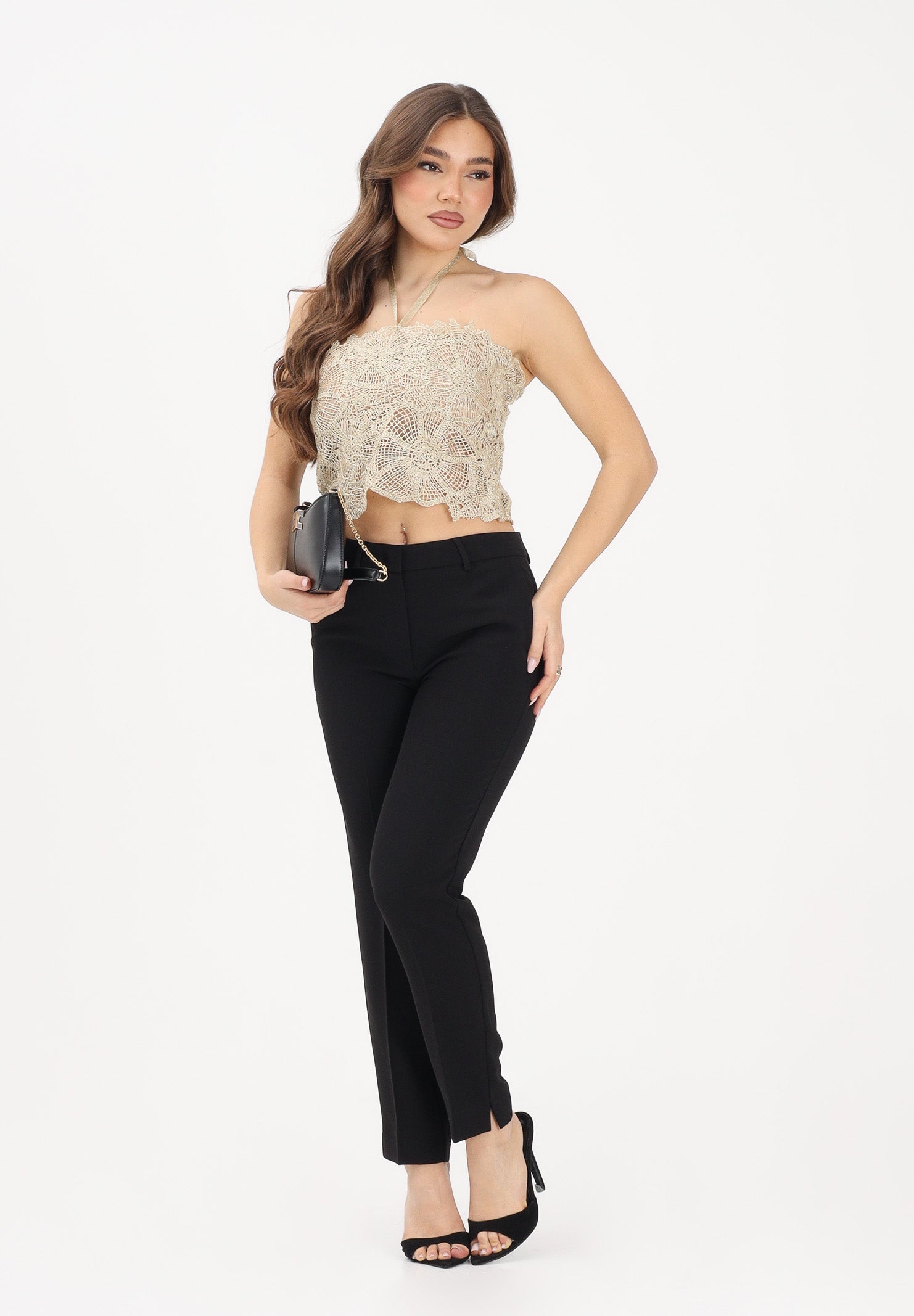 SIMONA CORSELLINI Top crochet oro da donna con allacciatura al collo P26CETOO5101 V0118 SIMONA CORSELLINI 