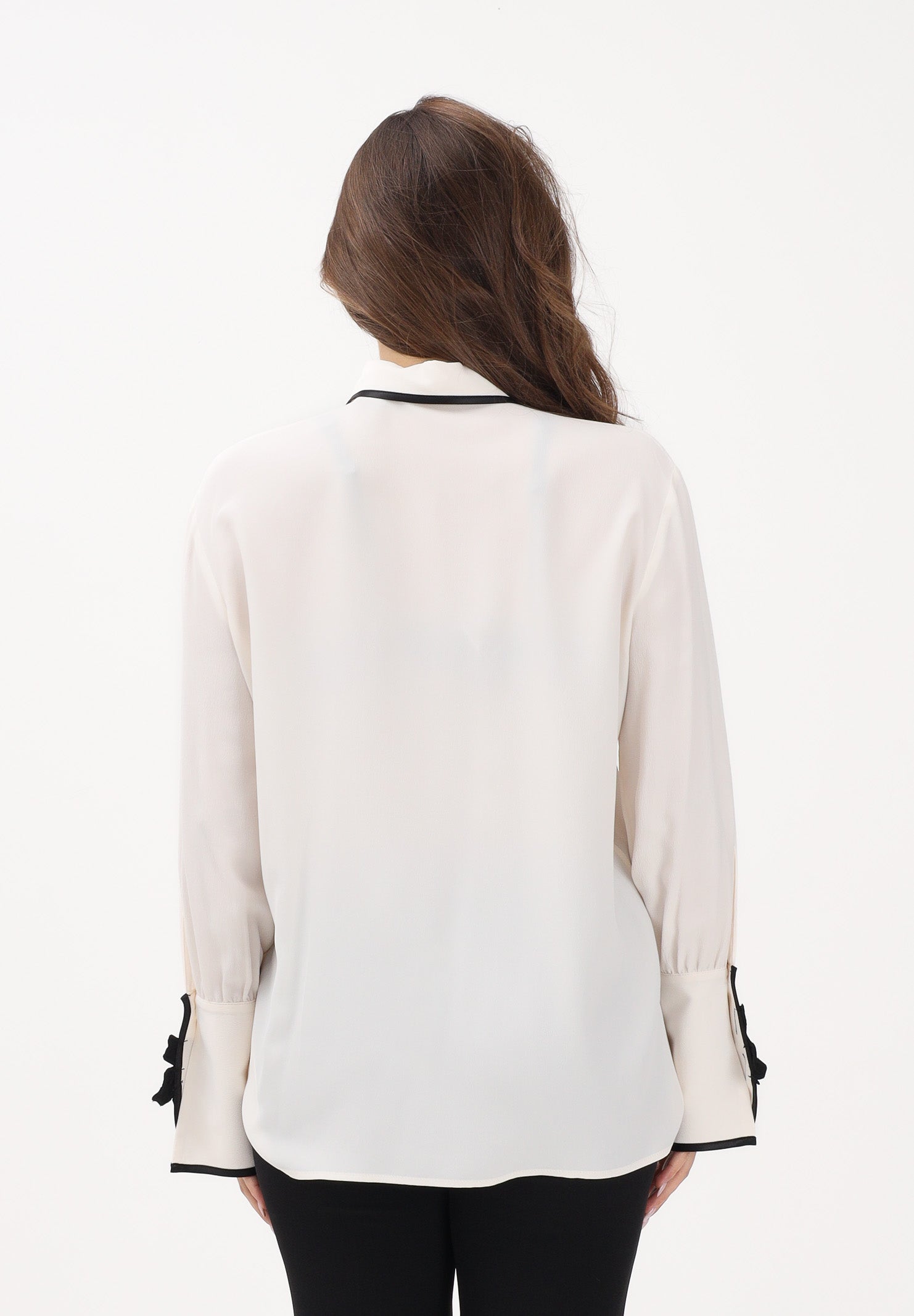 SIMONA CORSELLINI Camicia a manica lunga panna da donna con dettagli a contrasto P26CPCA01301 V0359 SIMONA CORSELLINI 