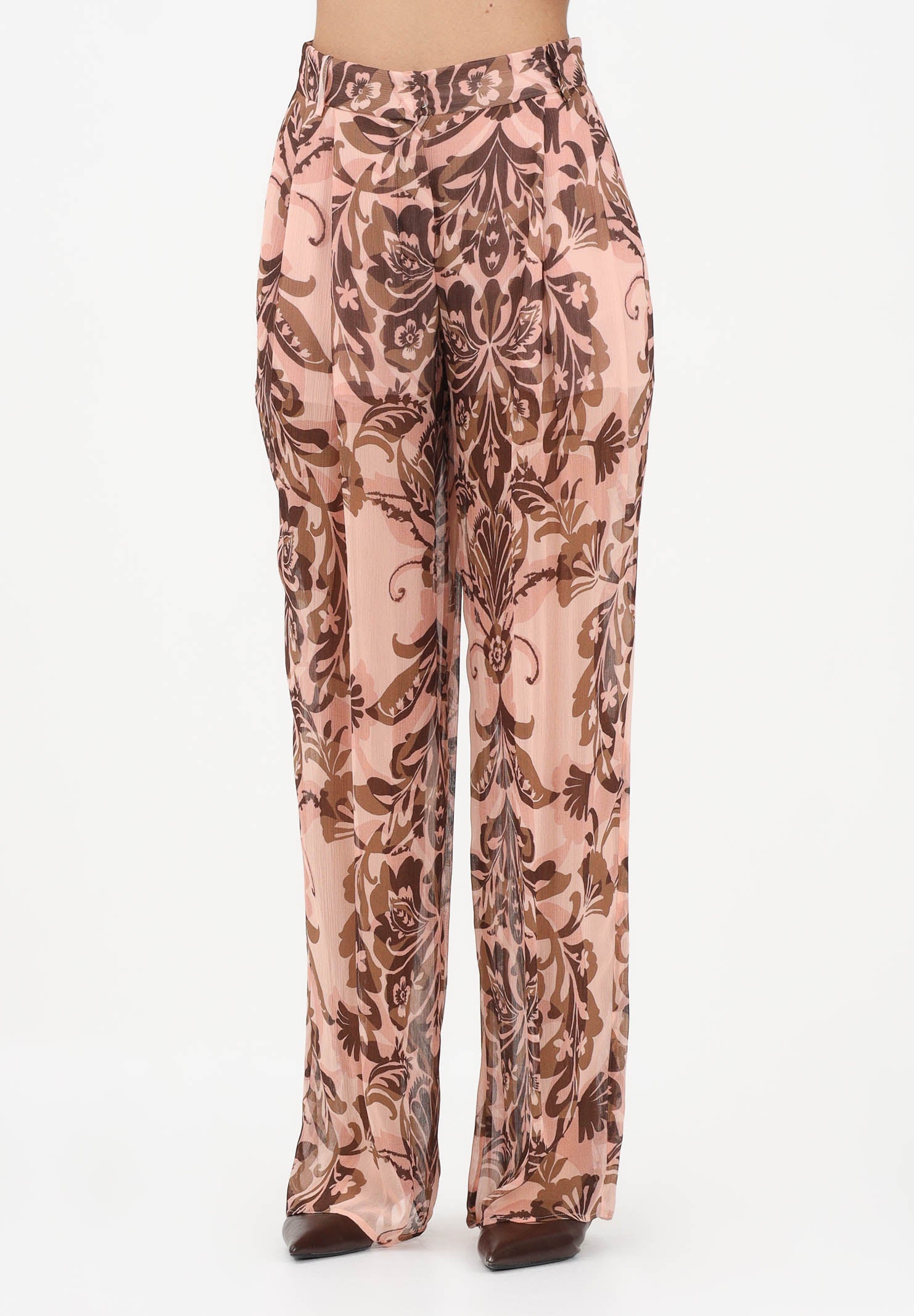 SIMONA CORSELLINI Pantalone elegante rosa da donna con stampa floreale P26CPPA02501 V0697 SIMONA CORSELLINI 