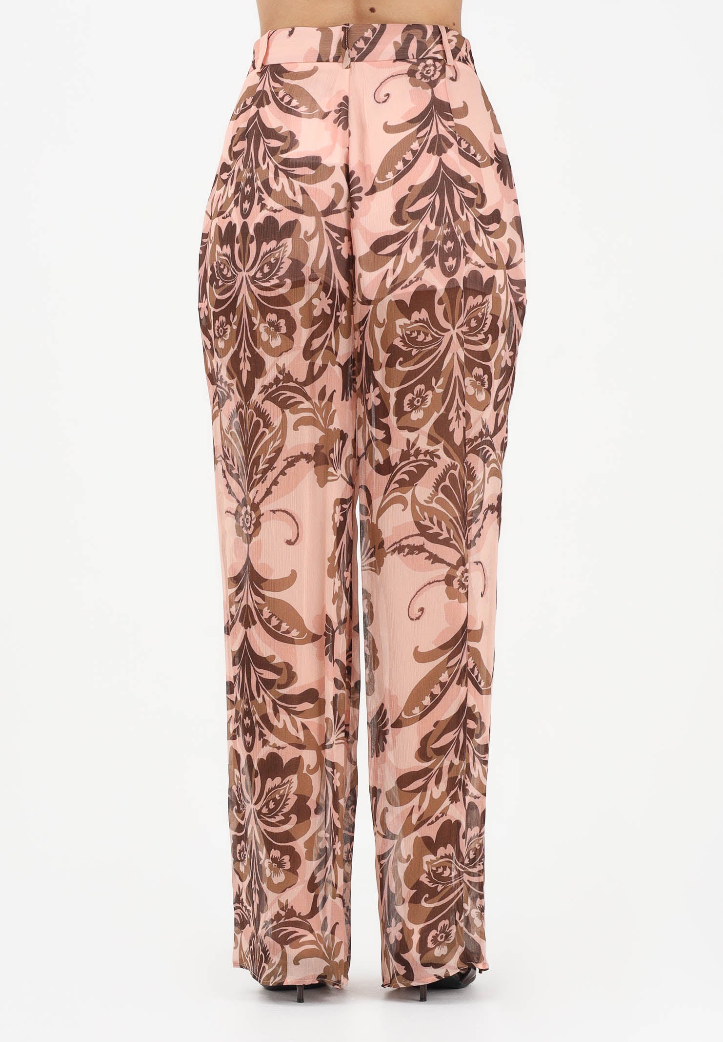 SIMONA CORSELLINI Pantalone elegante rosa da donna con stampa floreale P26CPPA02501 V0697 SIMONA CORSELLINI 