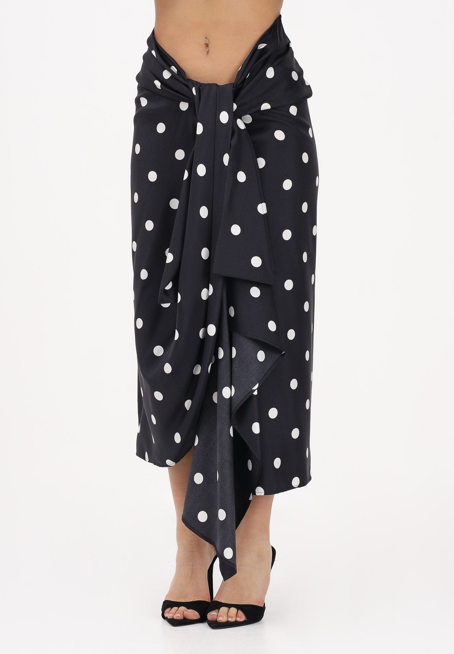 SPORTMAX Gonna midi SPXGENTILE nera da donna con stampa a pois 2612101012600 003 SPORTMAX 