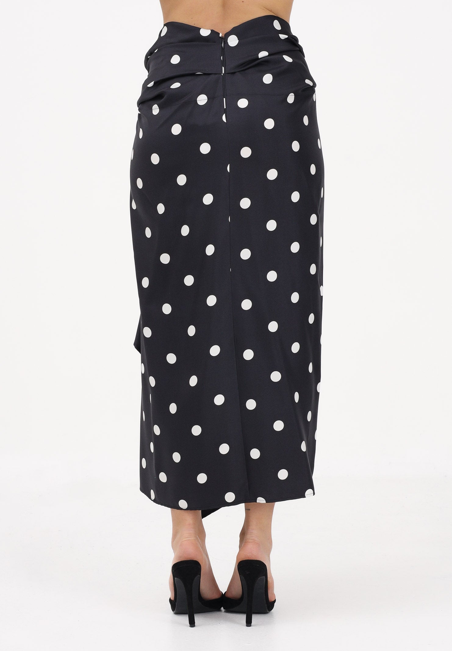SPORTMAX Gonna midi SPXGENTILE nera da donna con stampa a pois 2612101012600 003 SPORTMAX 
