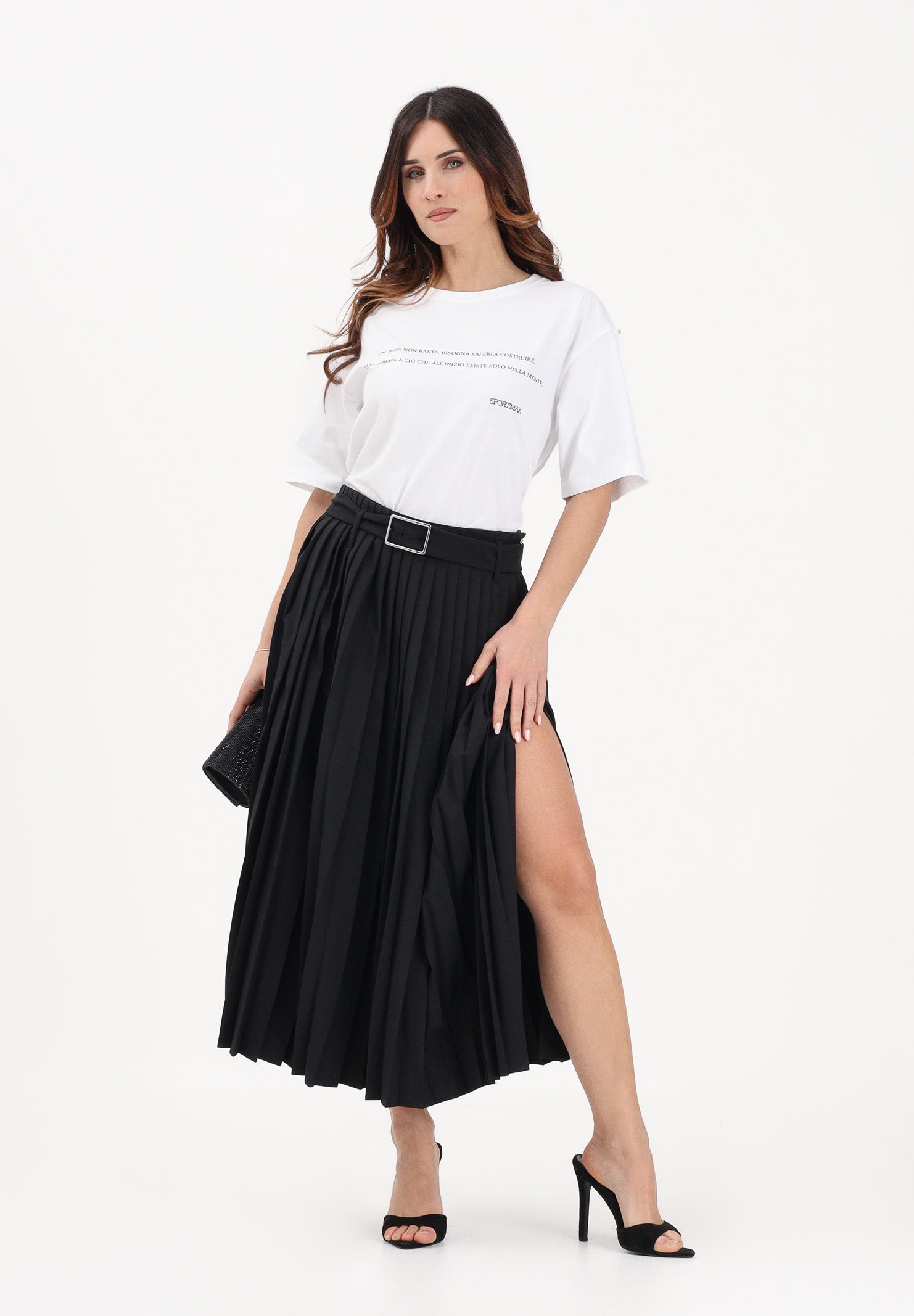 SPORTMAX Gonna midi SPXPANTEON nera da donna 2612101081600 002 SPORTMAX 