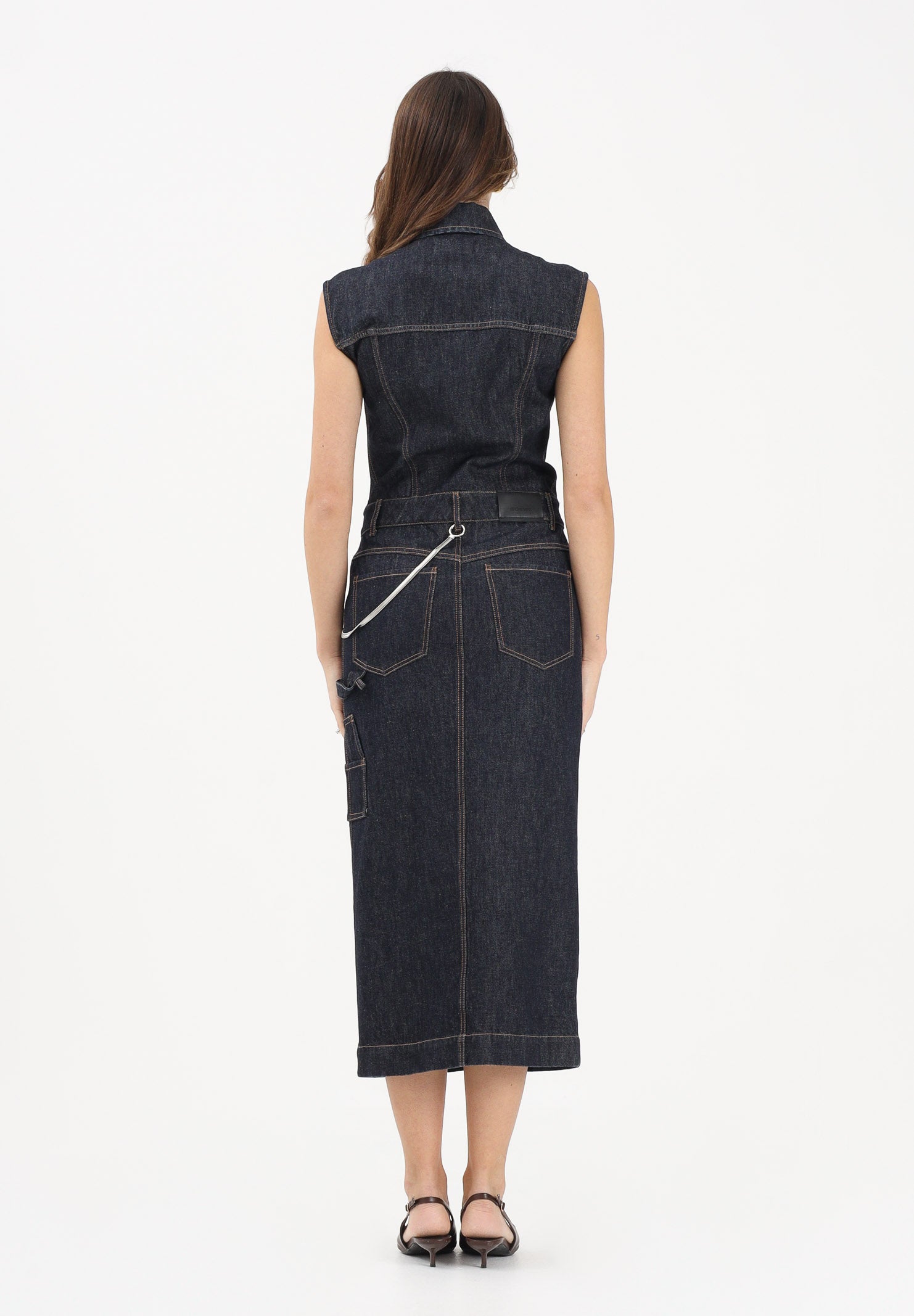 SPORTMAX Abito midi SPDFARFALLA in denim blu da donna 2612221015600 001 SPORTMAX 