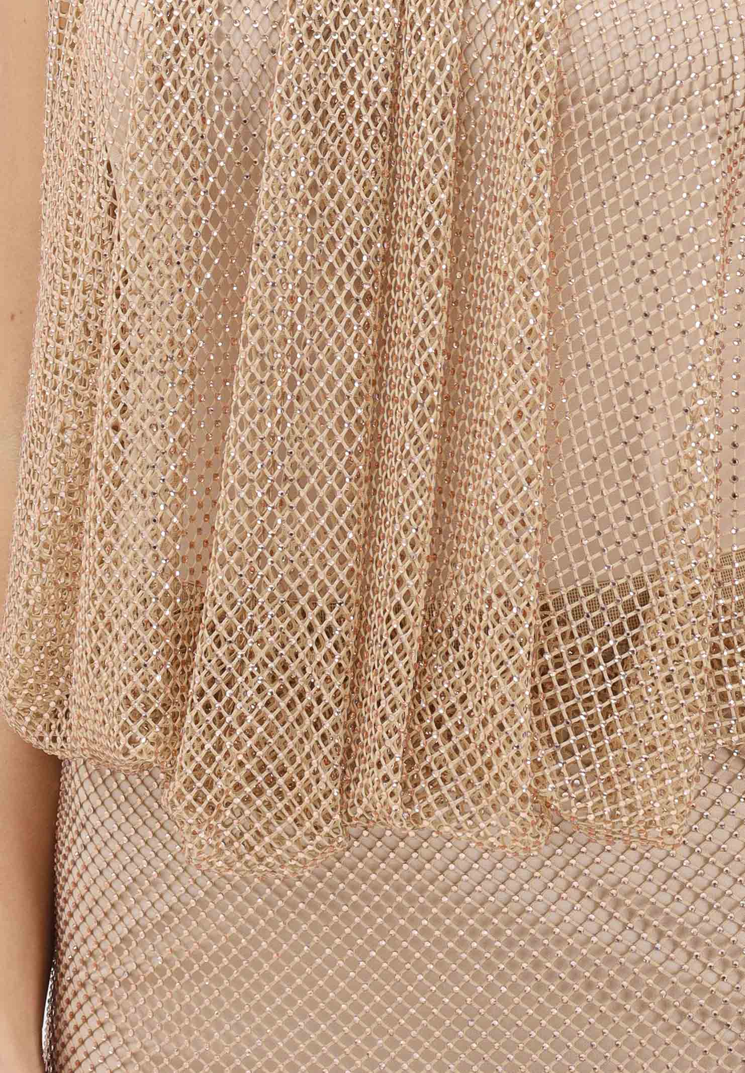 SPORTMAX Abito midi SPXPAPPA oro da donna in rete con strass 2612621071600 003 SPORTMAX 