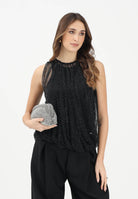 SPORTMAX Canotta SPXNODO nera da donna in rete con strass 2612941061600 002 SPORTMAX 
