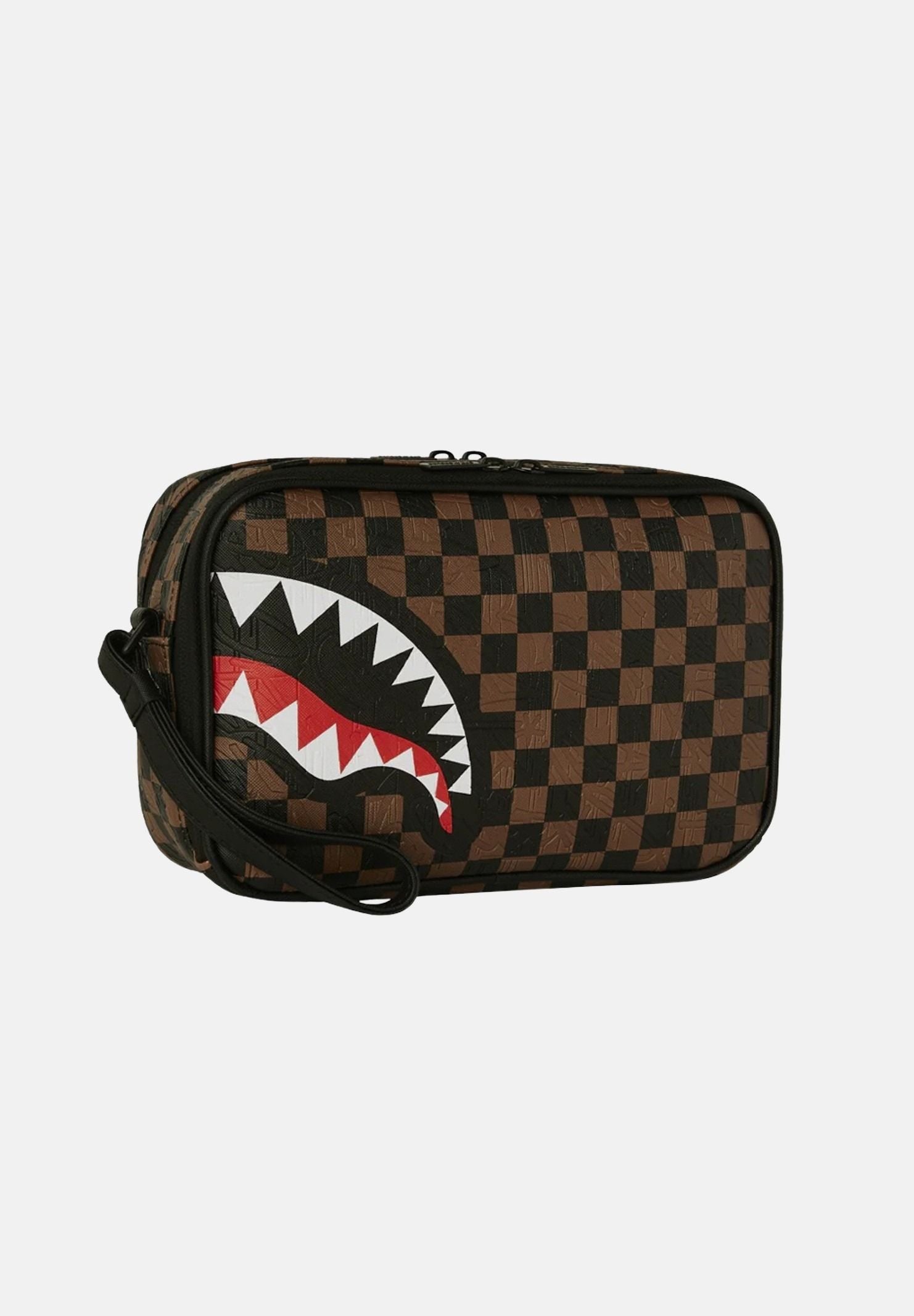 SPRAYGROUND Pochette CHECK 2 EMBOSS TOILETRY BAG marrone per uomo e donna 910B8238NSZ . SPRAYGROUND 