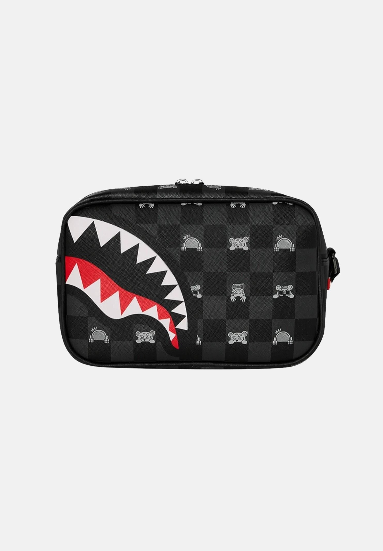SPRAYGROUND Pochette Gray Peeking Character Check nera per uomo e donna 910B8914NSZ . SPRAYGROUND 