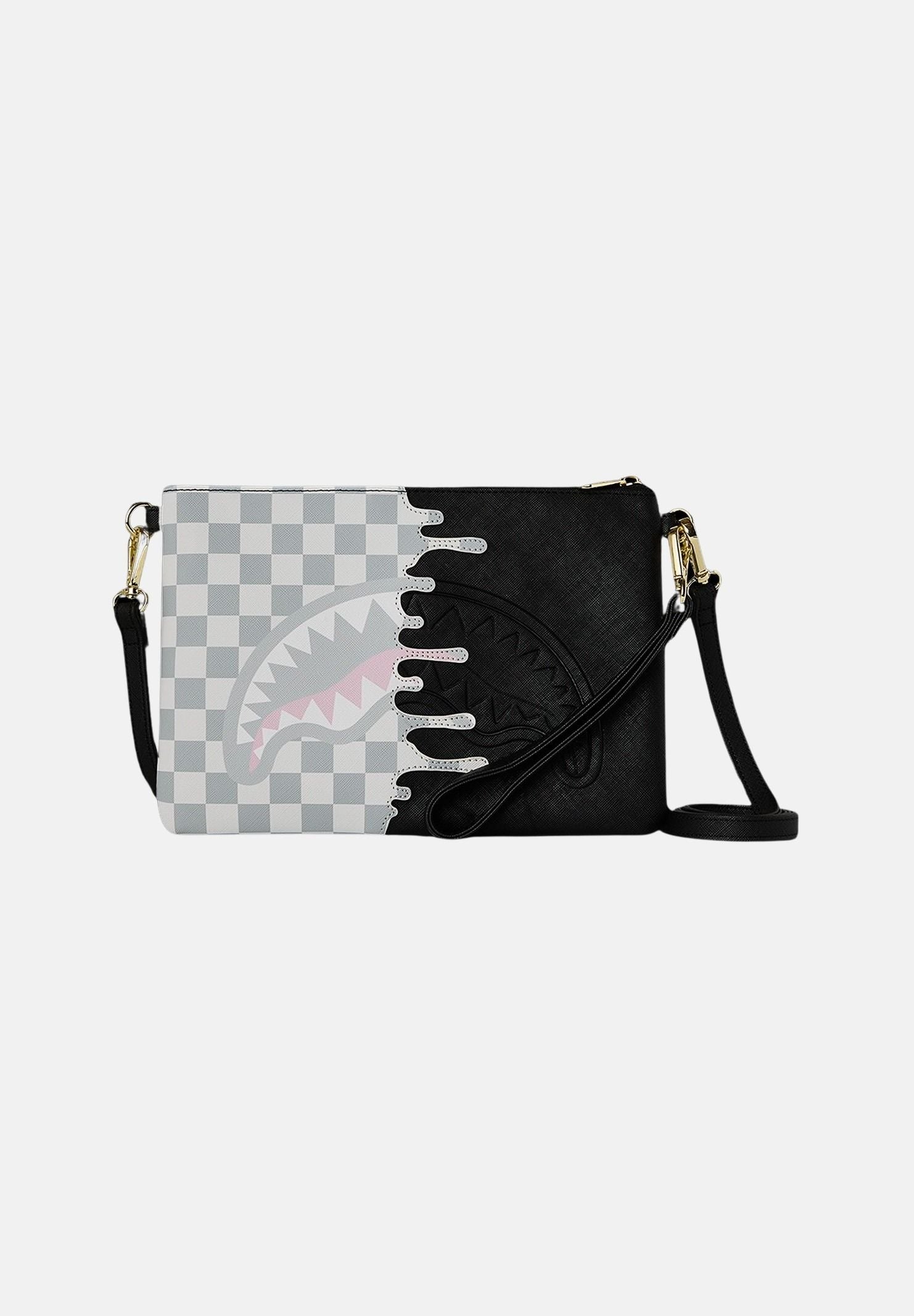 SPRAYGROUND Pochette Cream Check Unifished Shark bianca e nera da donna 910B8919NSZ . SPRAYGROUND 