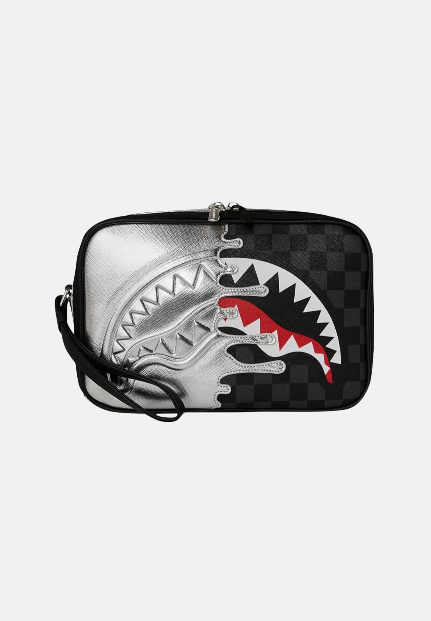 SPRAYGROUND Pochette Silver Side Drip argento e nera per uomo e donna 910B8928NSZ . SPRAYGROUND 