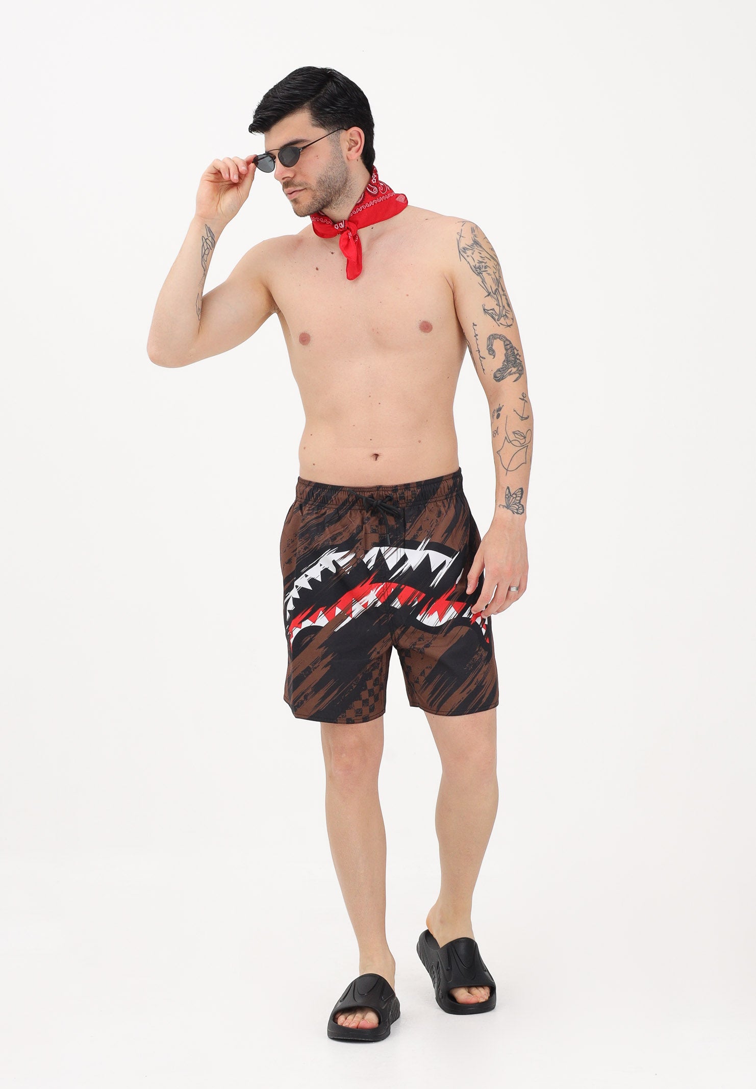 SPRAYGROUND Shorts mare SMEARED marrone e nero da uomo 910SWM2051 . SPRAYGROUND 