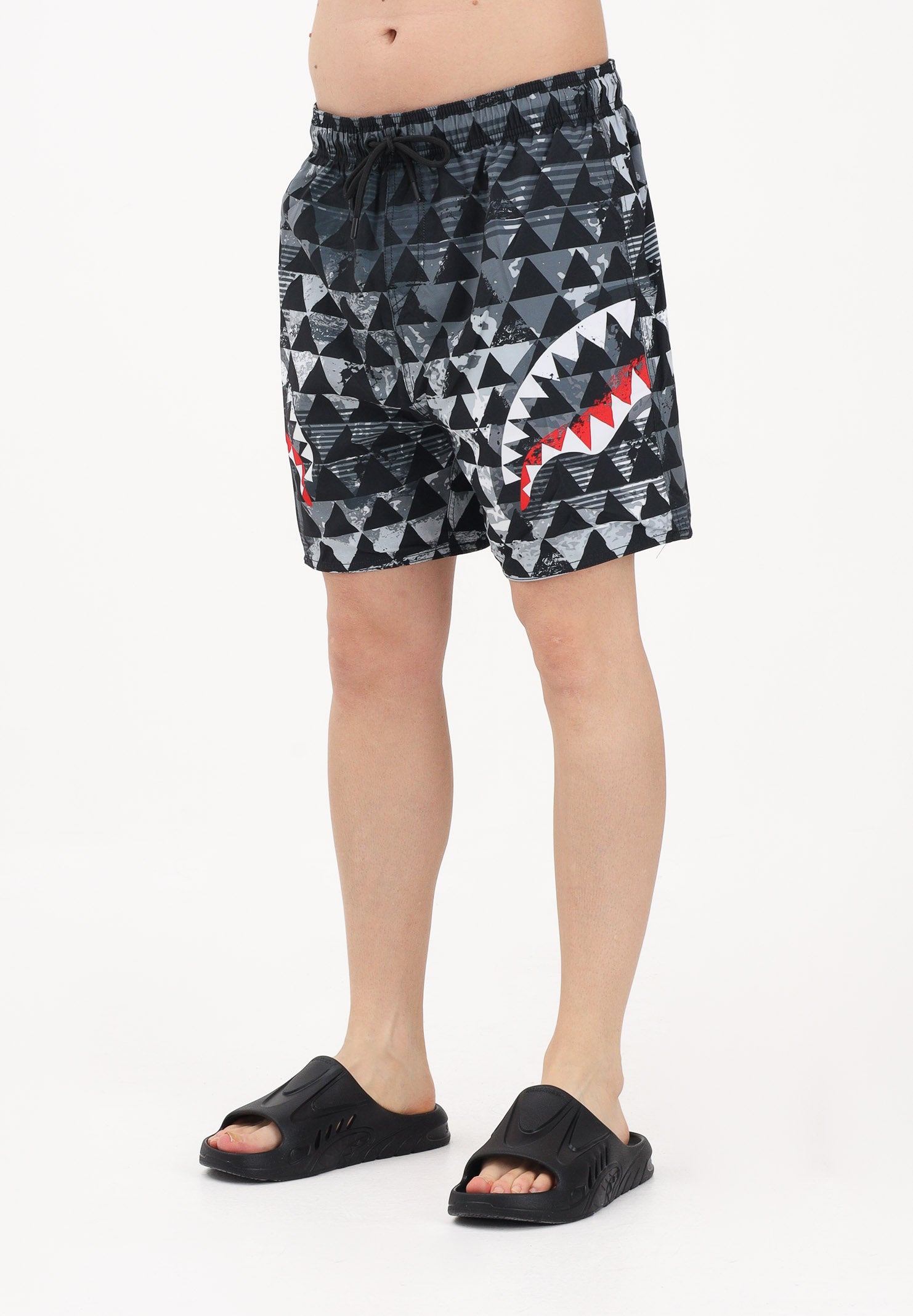 SPRAYGROUND Shorts mare PIXEL MOUTH nero, grigio e bianco da uomo 910SWM2058 . SPRAYGROUND 