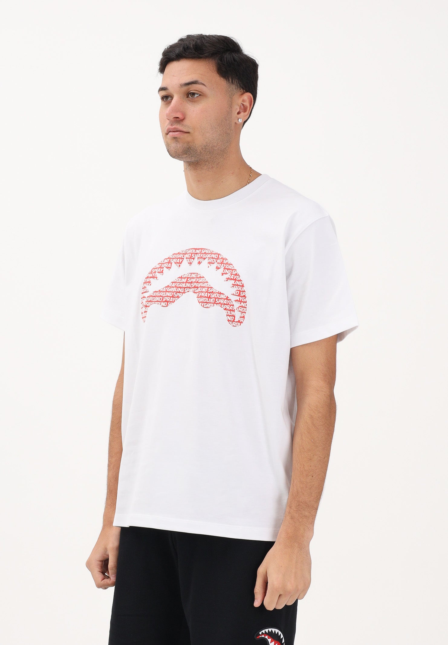 SPRAYGROUND T-shirt a manica corta bianca da uomo con stampa SP848WHT . SPRAYGROUND 