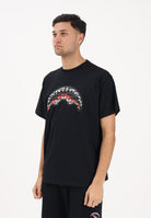 SPRAYGROUND T-shirt a manica corta nera da uomo con grafica frontale SP858BLK . SPRAYGROUND 