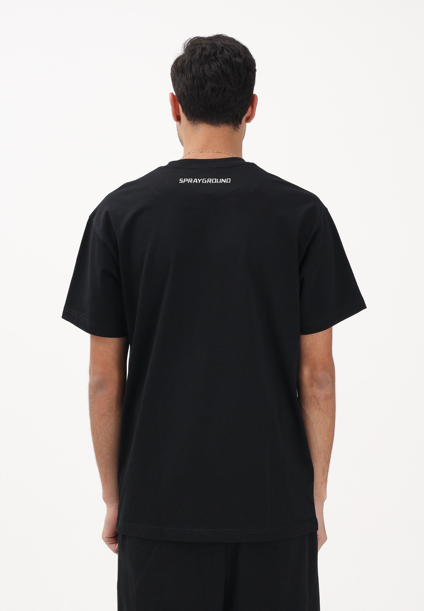 SPRAYGROUND T-shirt a manica corta nera da uomo con logo Shark SP895BLK . SPRAYGROUND 