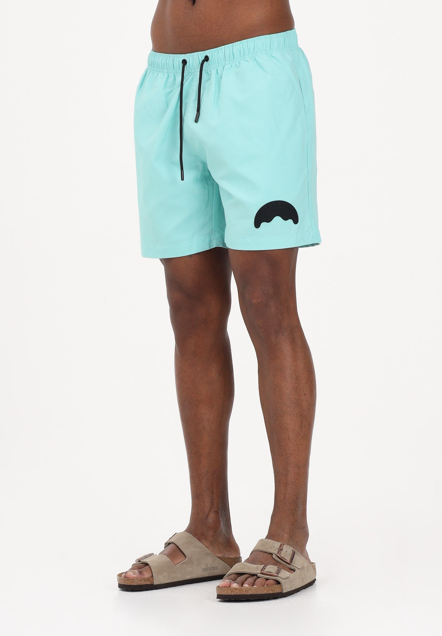 SPRAYGROUND Shorts mare verde acqua da uomo con patch shark SP925AQUA . SPRAYGROUND 