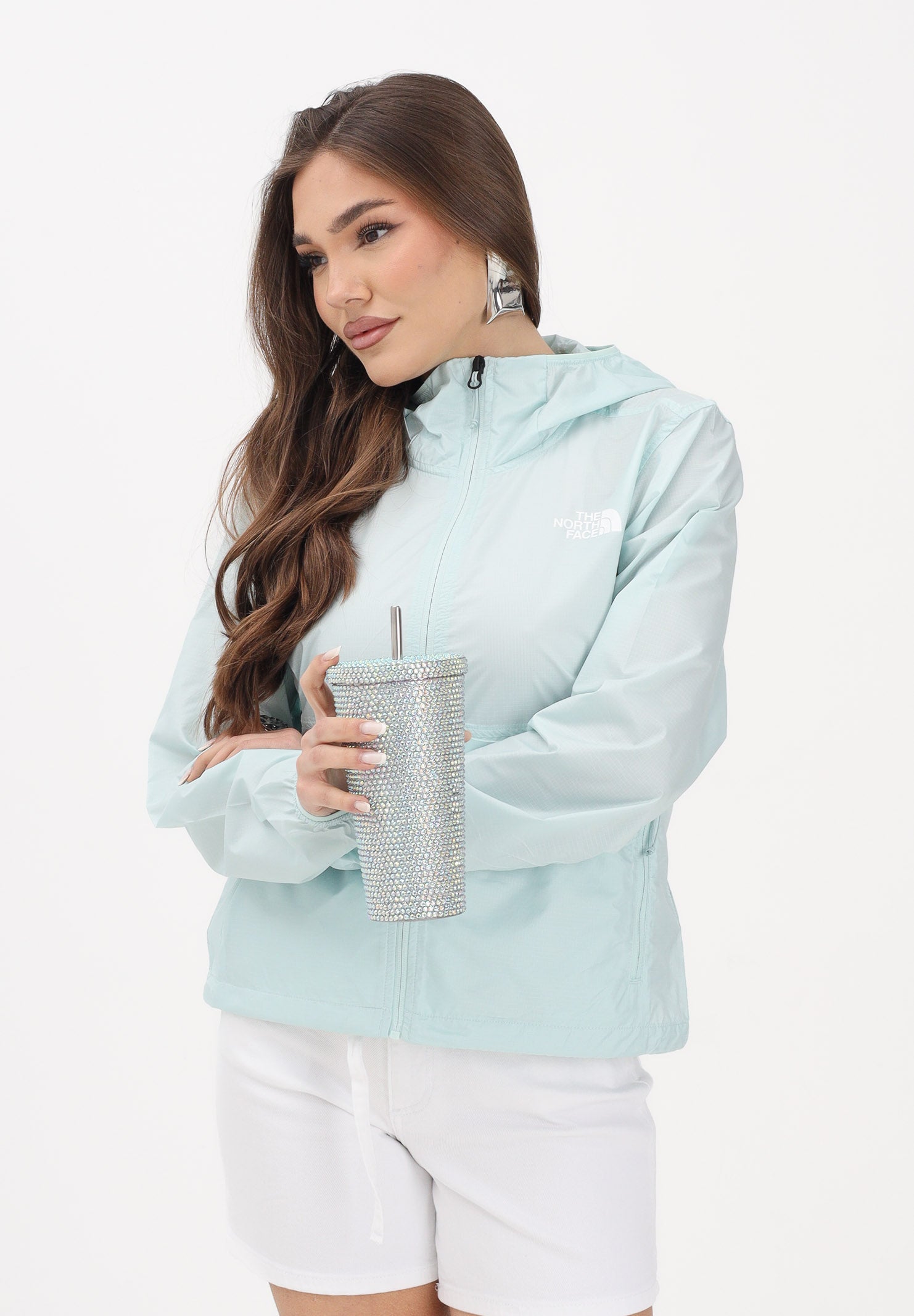 THE NORTH FACE Giacca a vento Cyclone verde acqua da donna NF0A8B6GG701 . THE NORTH FACE 