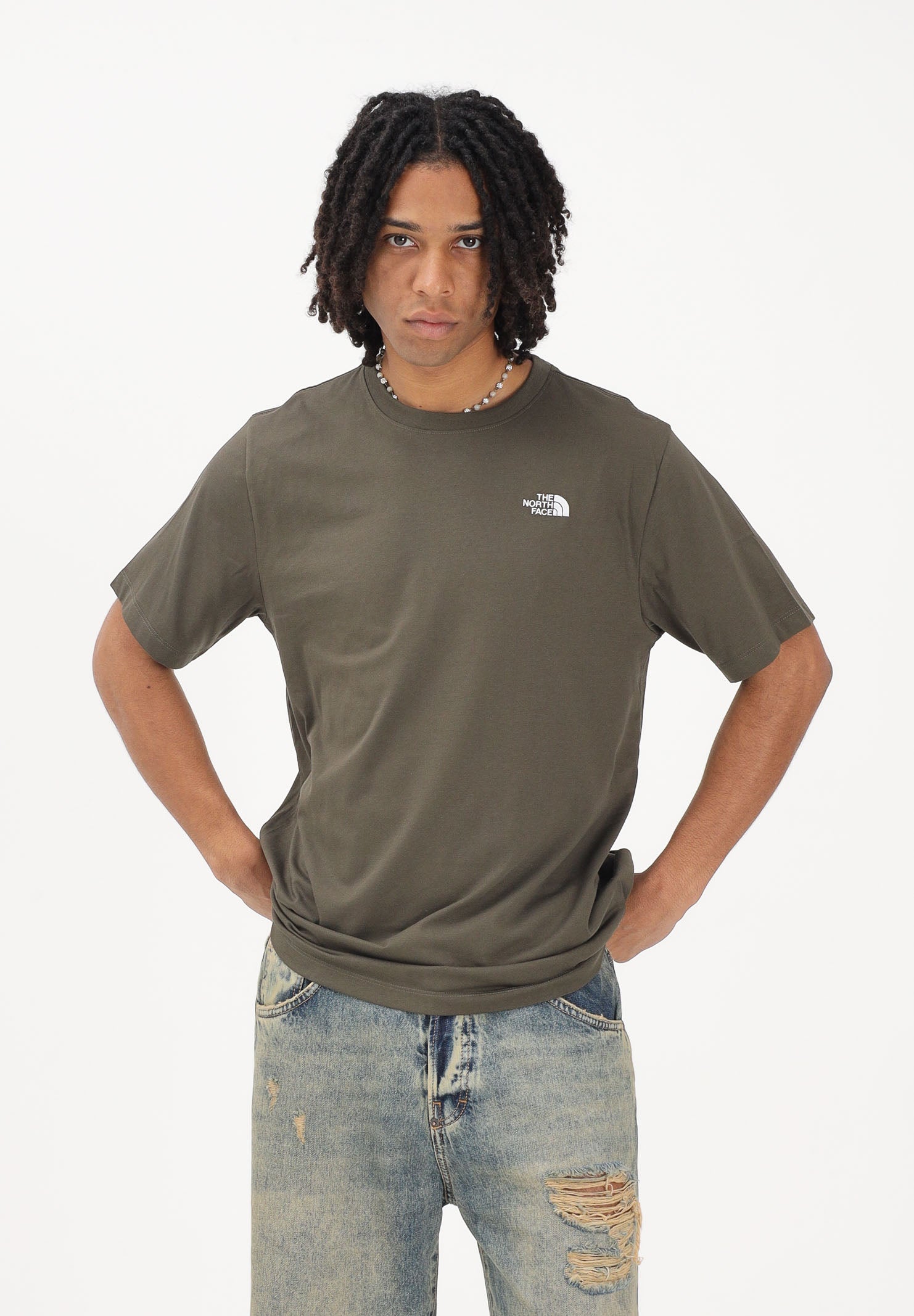 THE NORTH FACE T-shirt a manica corta Evolution Simple Dome Regular verde militare da uomo NF0A8CZ221L1 . THE NORTH FACE 