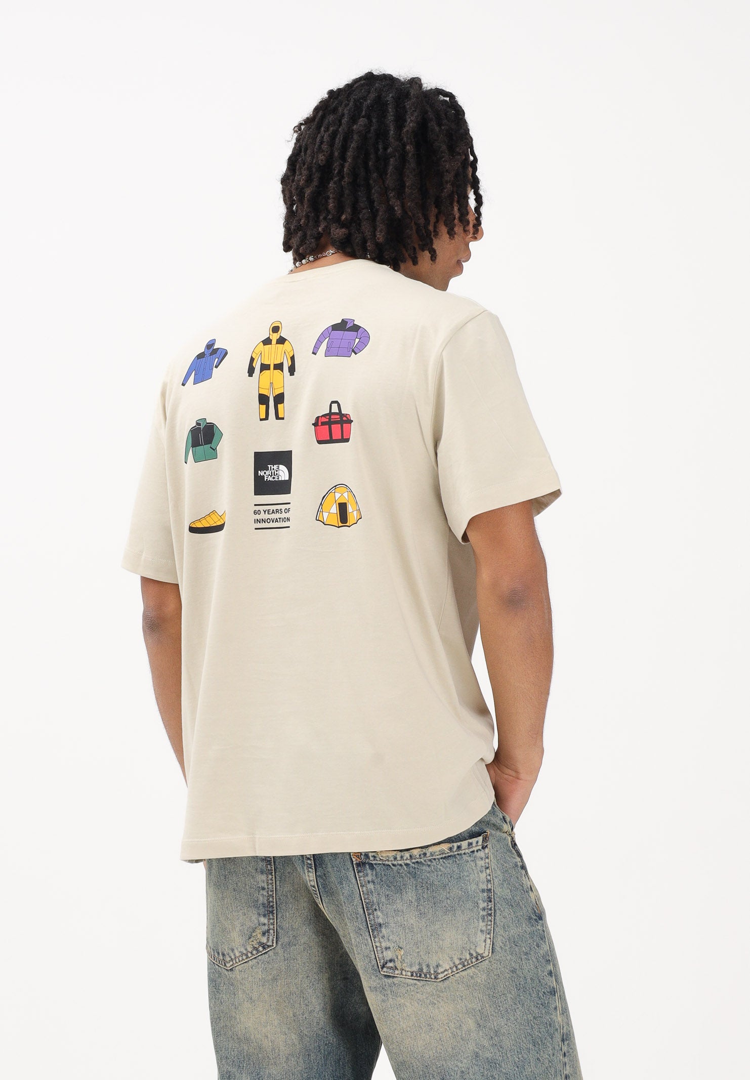 THE NORTH FACE T-shirt a manica corta Icon Celebration Regular beige da uomo NF0A8GASDOM1 . THE NORTH FACE 