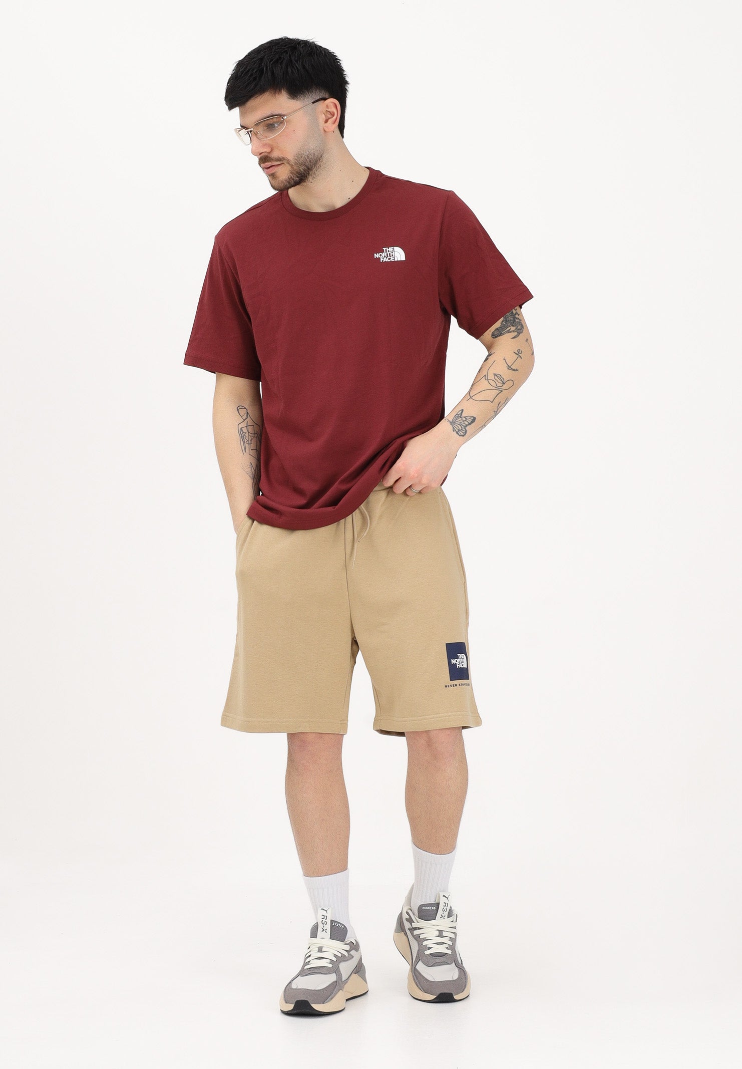 THE NORTH FACE Shorts sportivo NSE Box Light Regular beige da uomo NF0A8GQ8LK51 . THE NORTH FACE 