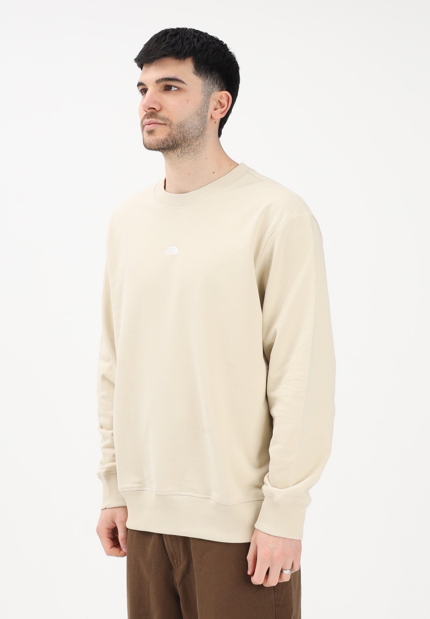 THE NORTH FACE Felpa girocollo Essential Light Relaxed beige da uomo NF0A8GQCDOM1 . THE NORTH FACE 