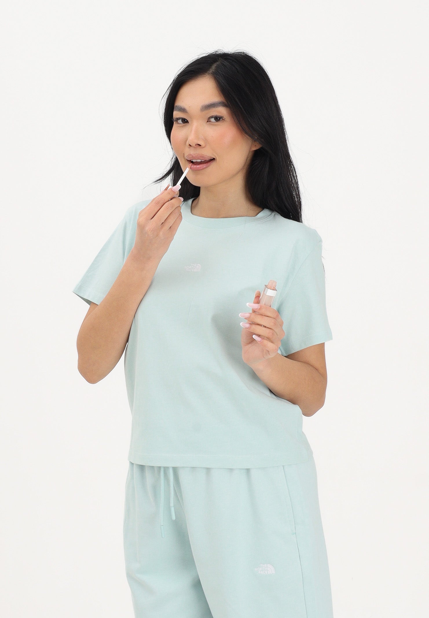 THE NORTH FACE T-shirt a manica corta Essential Regular Cutie verde acqua da donna NF0A8GR1G701 . THE NORTH FACE 