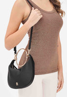 TOMMY HILFIGER Borsa hobo in raso nero da donna AW0AW18236 BDS TOMMY HILFIGER 