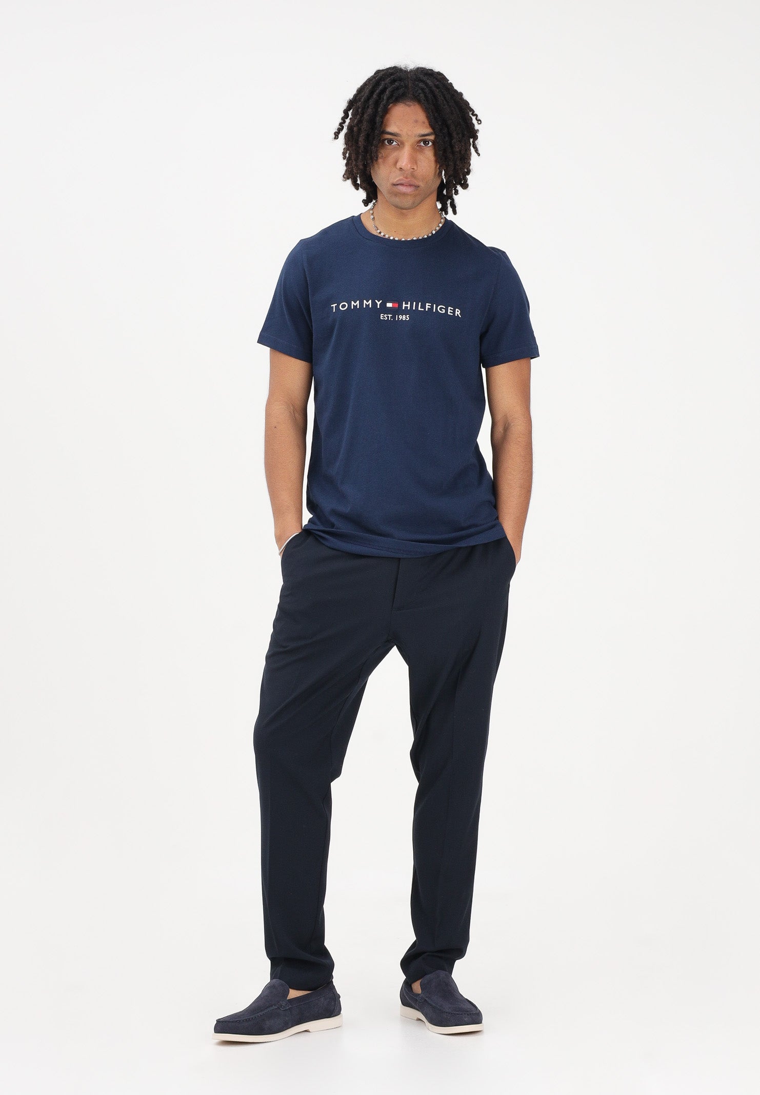 TOMMY HILFIGER T-shirt a manica corta blu da uomo con logo MW0MW11797 DCC TOMMY HILFIGER 