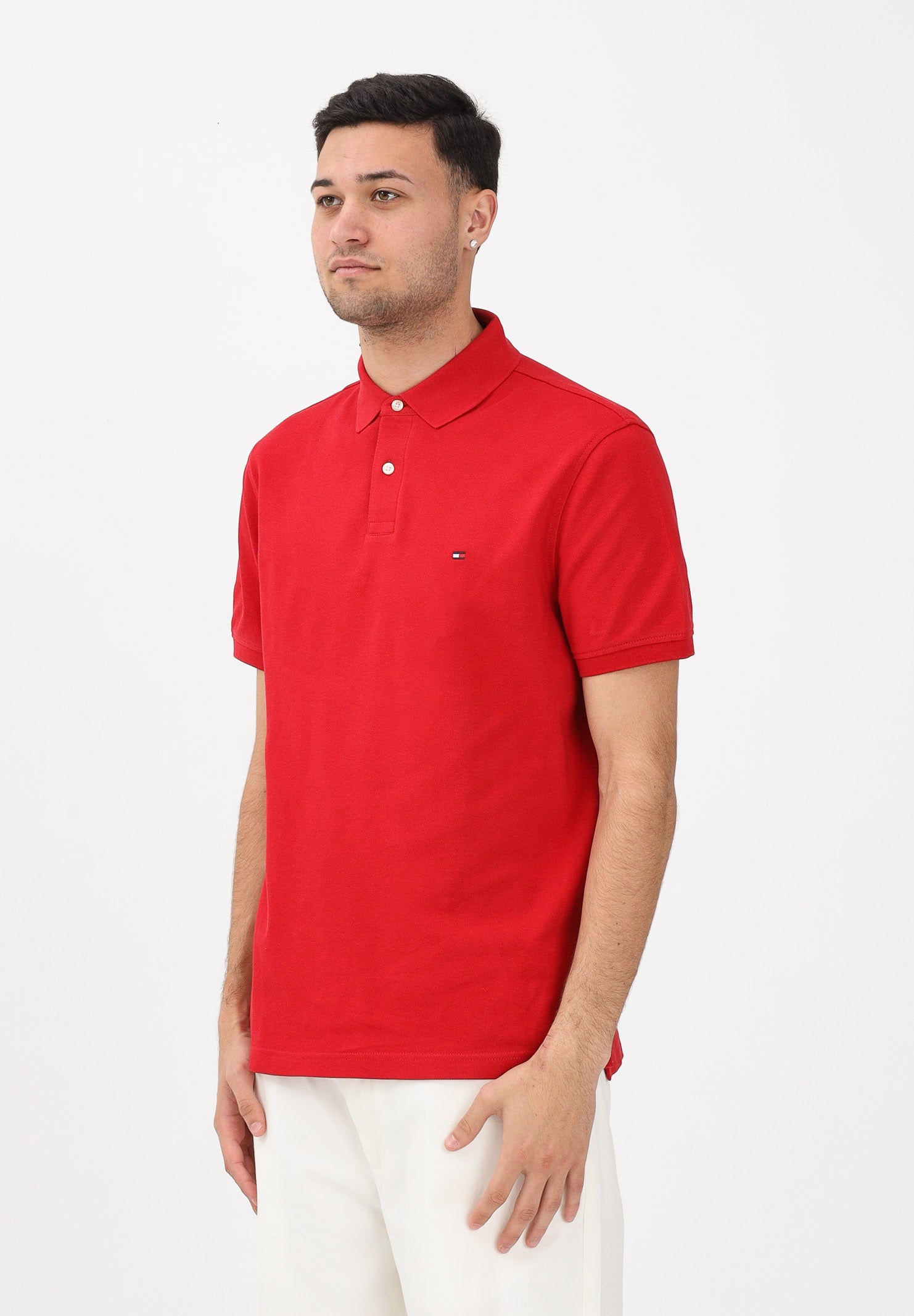 TOMMY HILFIGER Polo a manica corta rossa da uomo con logo MW0MW17770 XLD TOMMY HILFIGER 