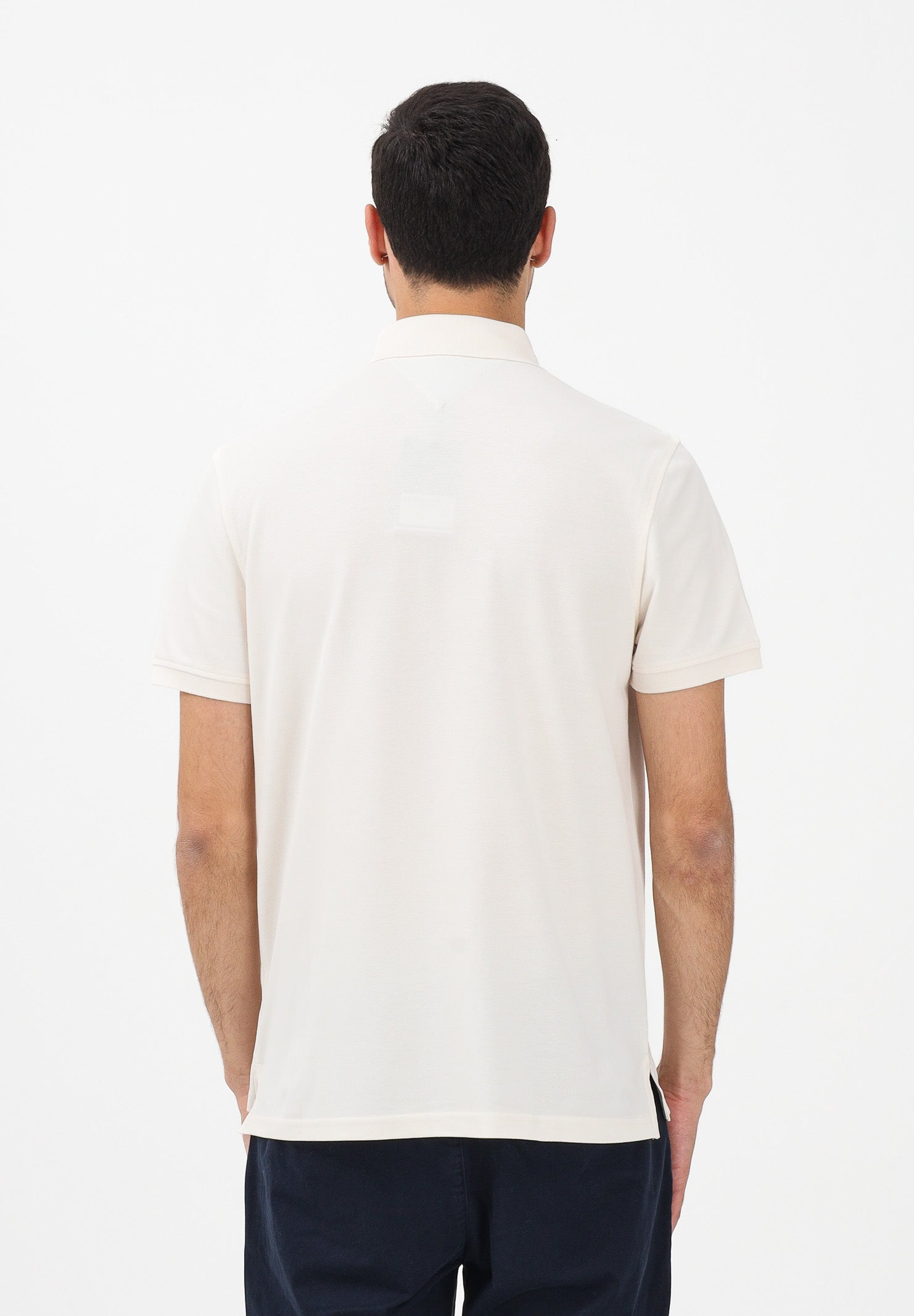 TOMMY HILFIGER Polo a manica corta panna da uomo con logo MW0MW17770 Z00 TOMMY HILFIGER 