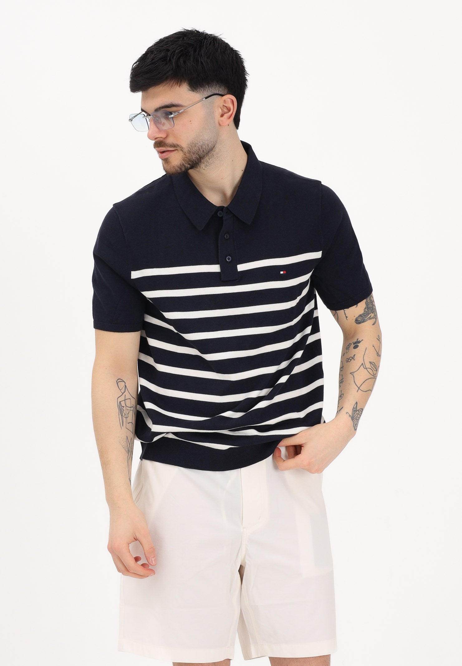 TOMMY HILFIGER Polo a manica corta blu da uomo con motivo a righe MW0MW37396 0A4 TOMMY HILFIGER 