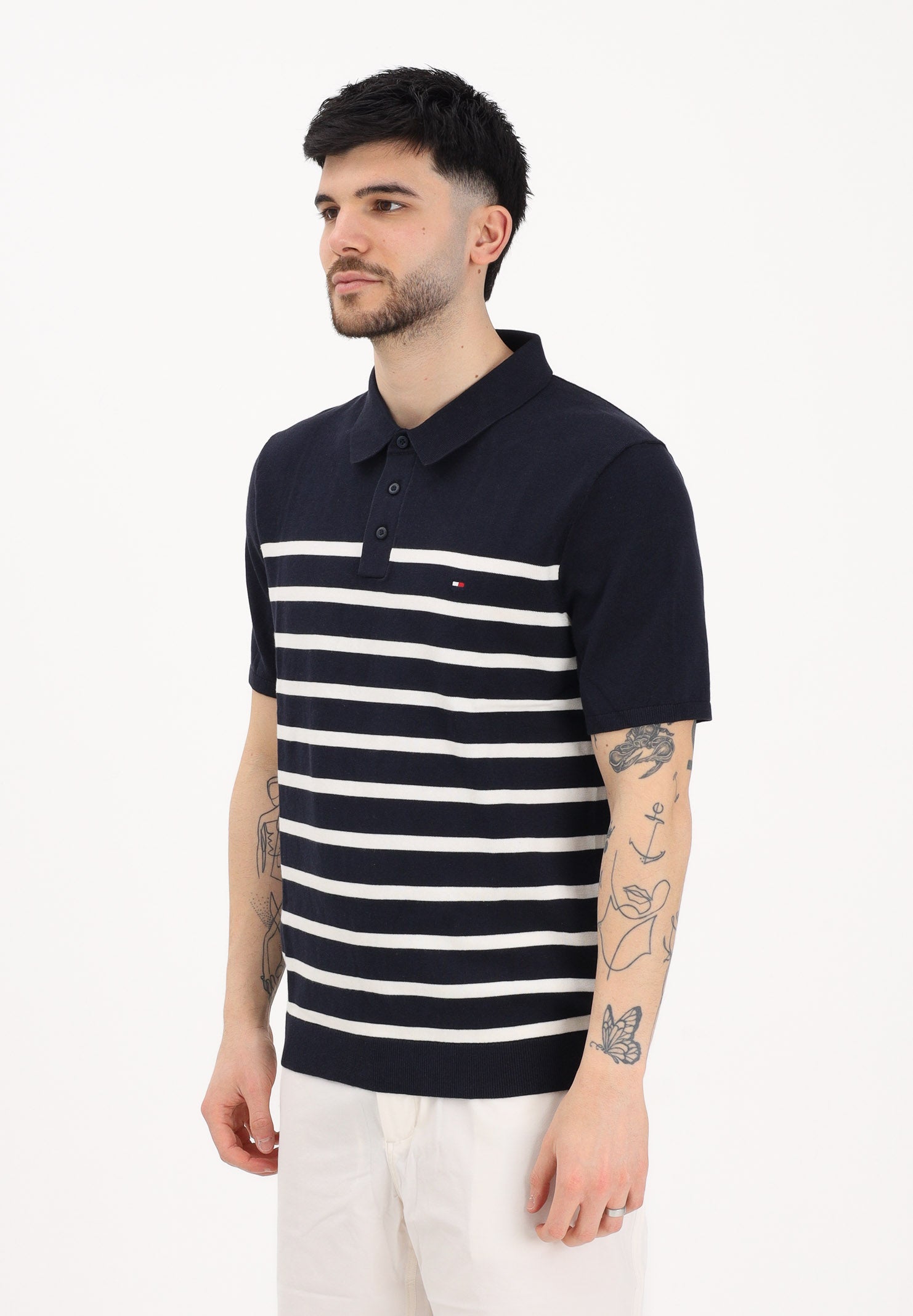 TOMMY HILFIGER Polo a manica corta blu da uomo con motivo a righe MW0MW37396 0A4 TOMMY HILFIGER 