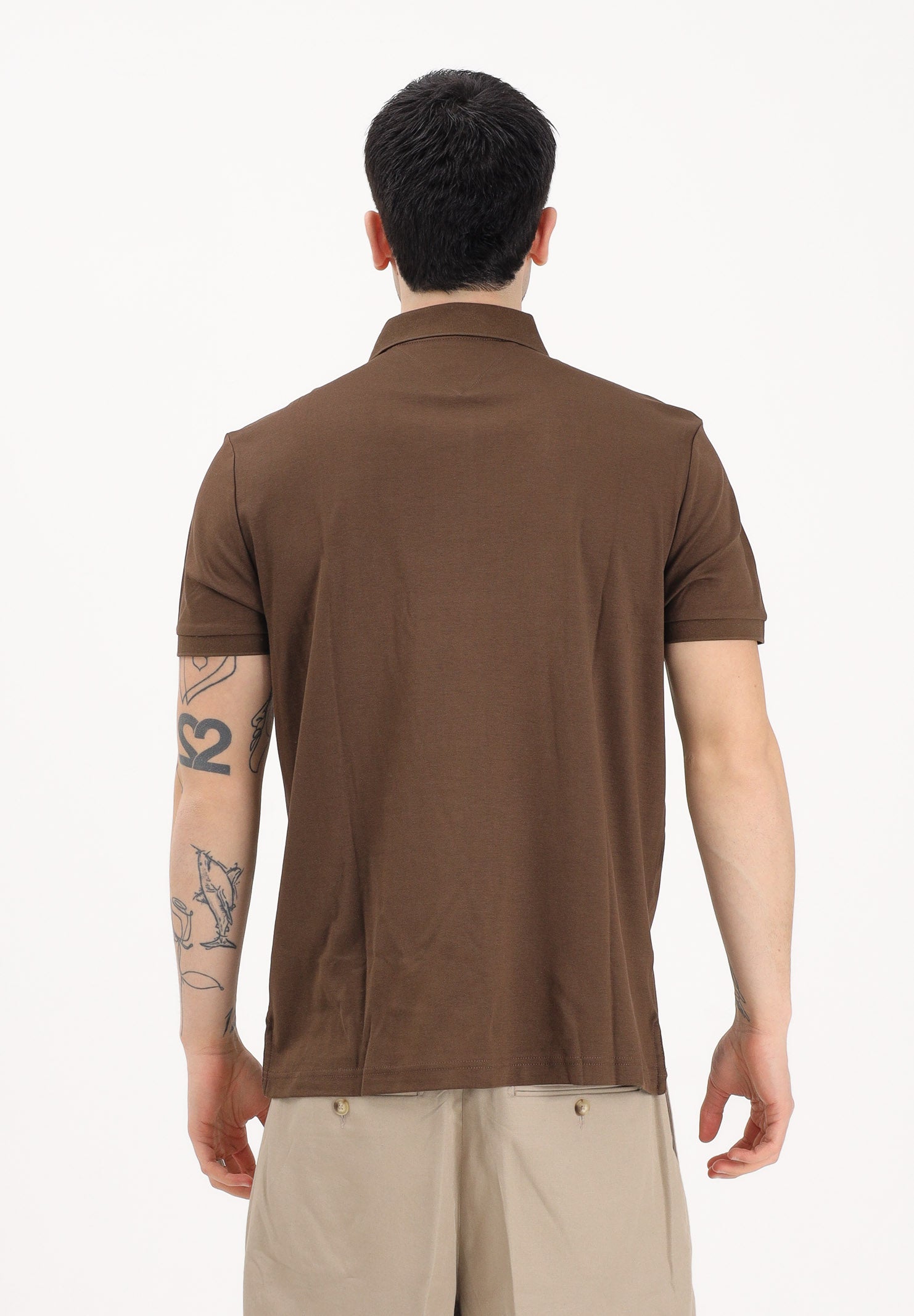 TOMMY HILFIGER Polo a manica corta marrone da uomo con logo MW0MW39994 GV0 TOMMY HILFIGER 